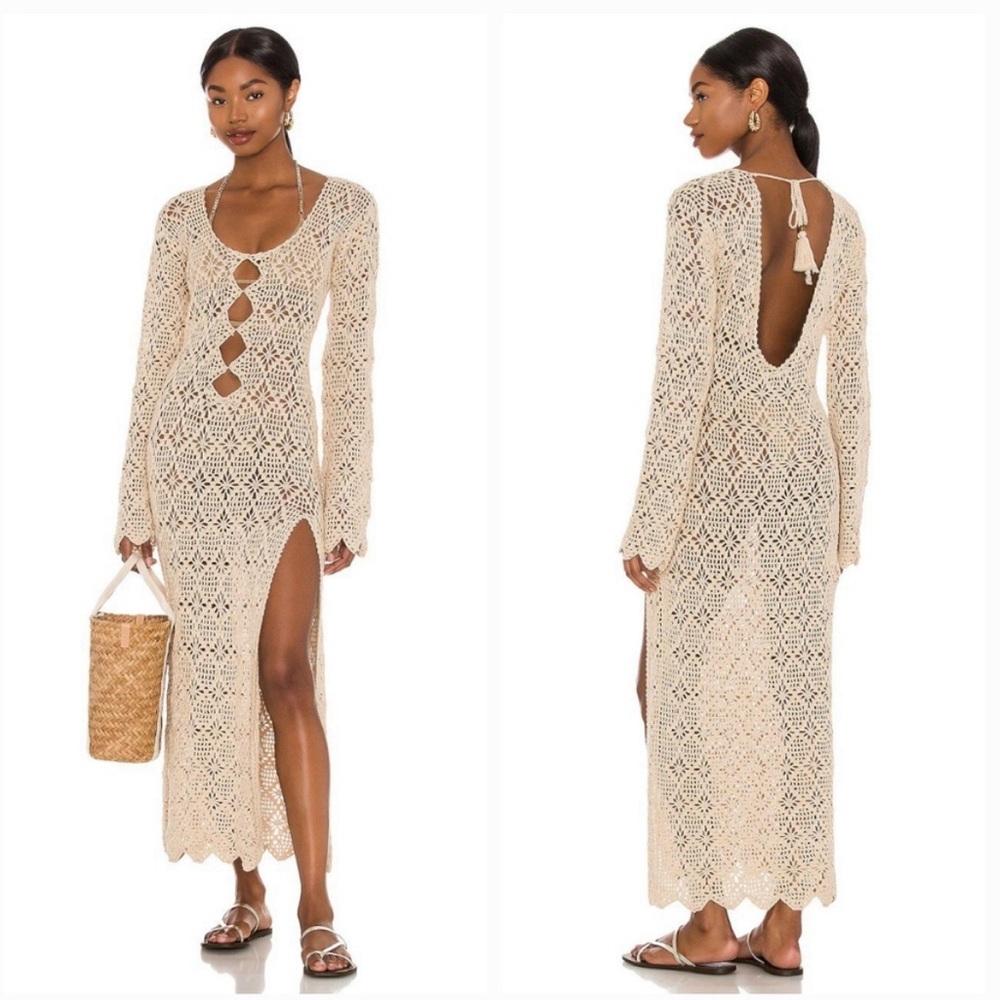 Tularosa Cream Crochet Swim Coverup